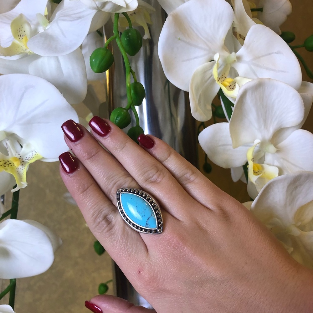 925 Silver and Turquoise Oversized Ring
